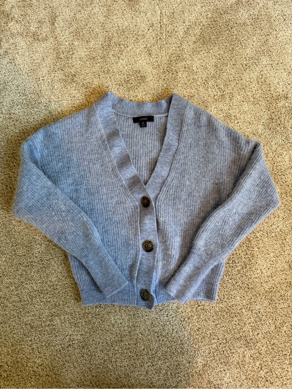 J. Crew Women's Light Blue Alpaca Wool V-Neck Button Cardigan
